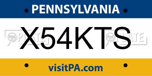 X54KTS Pennsylvania License Plate
