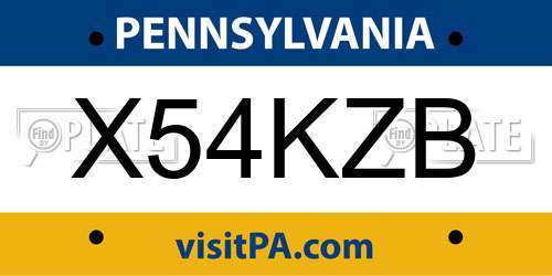 X54KZB Pennsylvania License Plate