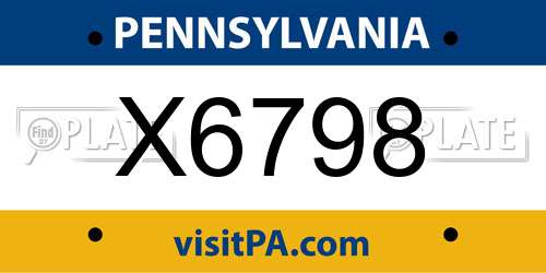X6798 Pennsylvania License Plate
