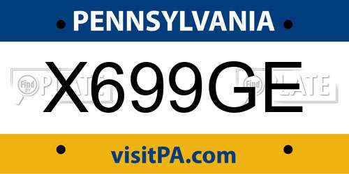 X699GE Pennsylvania License Plate