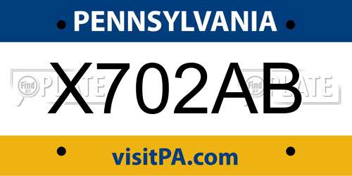 X702AB Pennsylvania License Plate