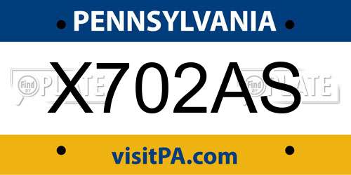 X702AS Pennsylvania License Plate