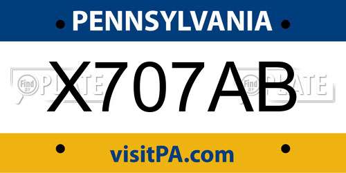 X707AB Pennsylvania License Plate