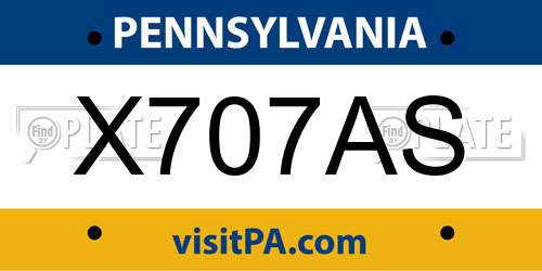 X707AS Pennsylvania License Plate