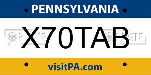 X70TAB Pennsylvania License Plate