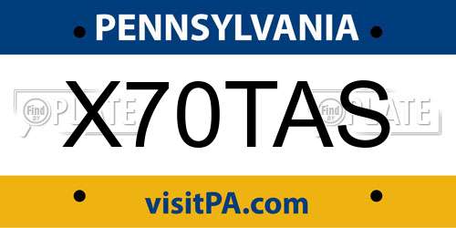 X70TAS Pennsylvania License Plate