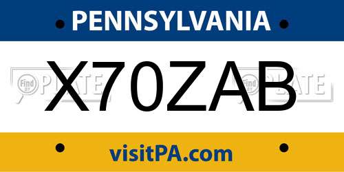 X70ZAB Pennsylvania License Plate