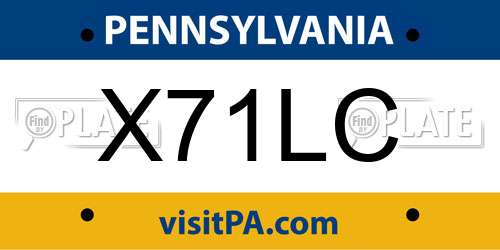 X71LC Pennsylvania License Plate