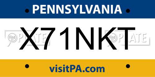 X71NKT Pennsylvania License Plate