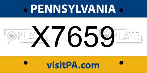 X7659 Pennsylvania License Plate