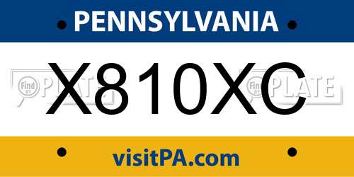 X810XC Pennsylvania License Plate