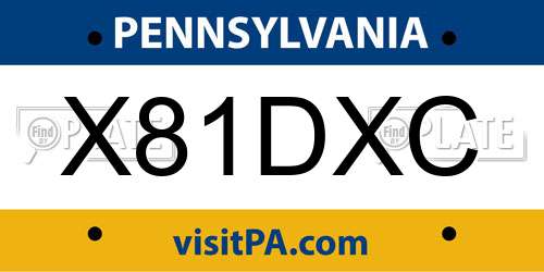 X81DXC Pennsylvania License Plate