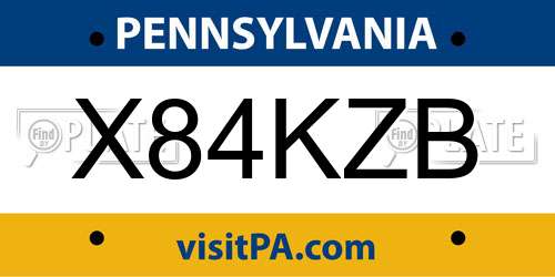 X84KZB Pennsylvania License Plate