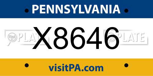 X8646 Pennsylvania License Plate