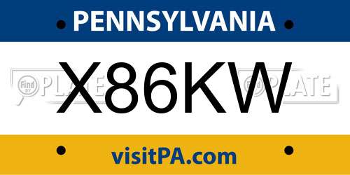 X86KW Pennsylvania License Plate