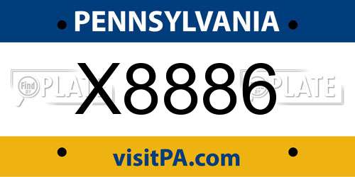 X8886 Pennsylvania License Plate