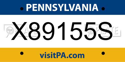 X89155S Pennsylvania License Plate