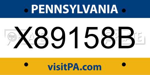 X89158B Pennsylvania License Plate