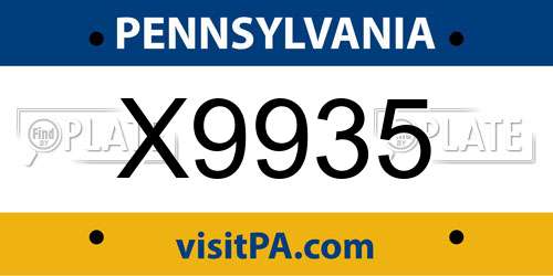 X9935 Pennsylvania License Plate