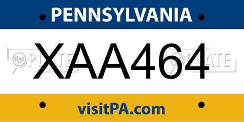 XAA464 Pennsylvania License Plate