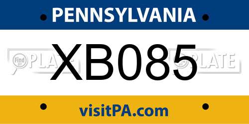 XB085 Pennsylvania License Plate