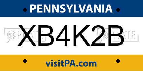 XB4K2B Pennsylvania License Plate