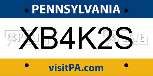 XB4K2S Pennsylvania License Plate