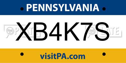 XB4K7S Pennsylvania License Plate