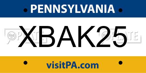 XBAK25 Pennsylvania License Plate