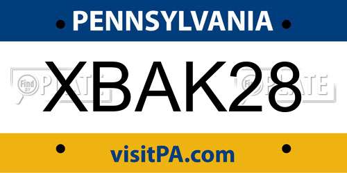 XBAK28 Pennsylvania License Plate