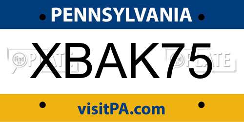 XBAK75 Pennsylvania License Plate