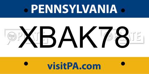 XBAK78 Pennsylvania License Plate
