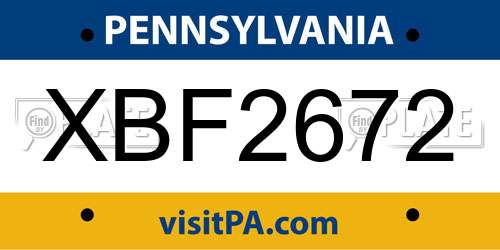 XBF2672 Pennsylvania License Plate