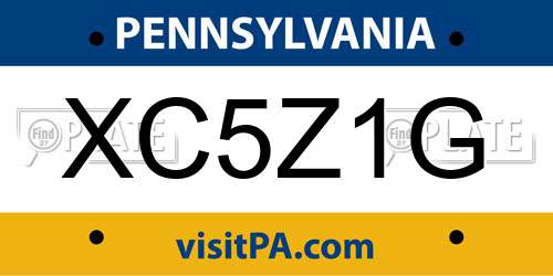XC5Z1G Pennsylvania License Plate