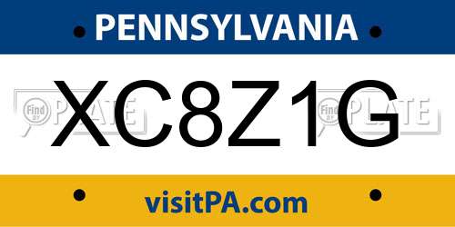 XC8Z1G Pennsylvania License Plate