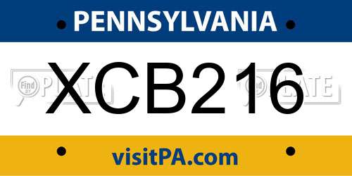 XCB216 Pennsylvania License Plate