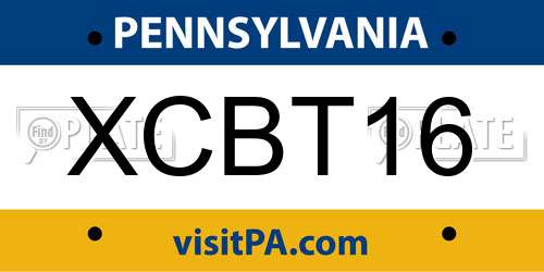 XCBT16 Pennsylvania License Plate