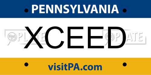 XCEED Pennsylvania License Plate