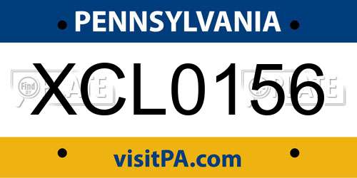 XCL0156 Pennsylvania License Plate