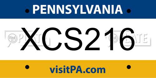 XCS216 Pennsylvania License Plate