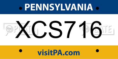 XCS716 Pennsylvania License Plate