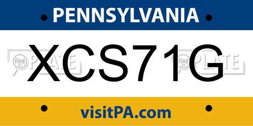 XCS71G Pennsylvania License Plate