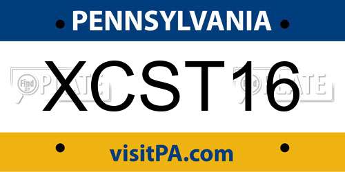 XCST16 Pennsylvania License Plate