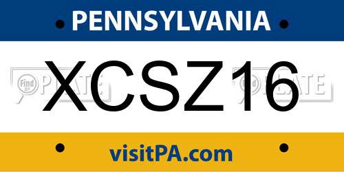 XCSZ16 Pennsylvania License Plate