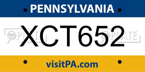 XCT652 Pennsylvania License Plate