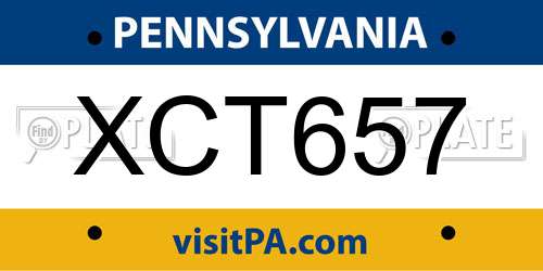 XCT657 Pennsylvania License Plate