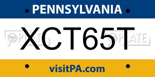 XCT65T Pennsylvania License Plate