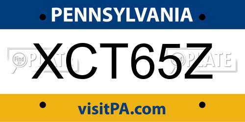XCT65Z Pennsylvania License Plate