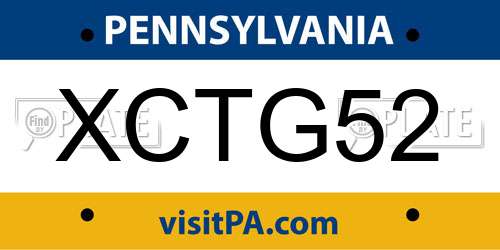 XCTG52 Pennsylvania License Plate