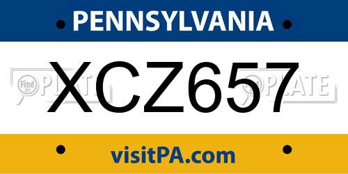 XCZ657 Pennsylvania License Plate